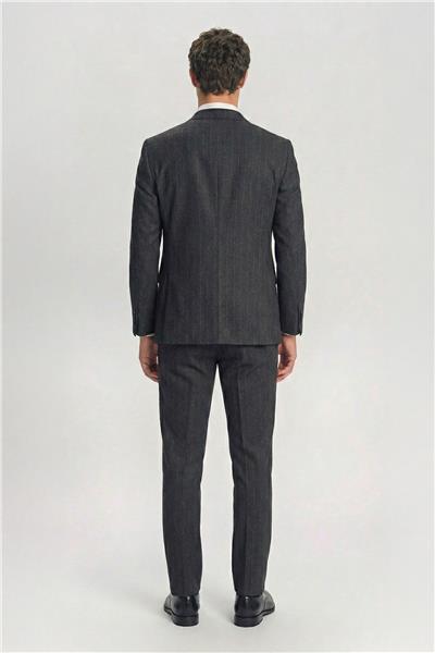Giotelli Antrasit Yelekli Çizgili Sivri Yaka Roma Kalıp 6 Drop Tam Astarlı Erkek Takım Elbise