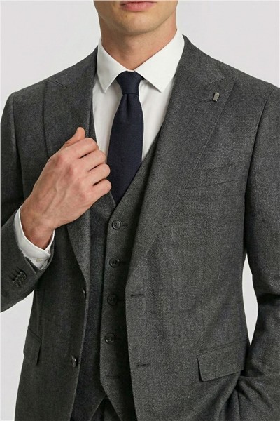 Giotelli Erkek Antrasit Dar Kesim Slim Fit Yünlü 6 Drop Yelekli Klasik Takım Elbise