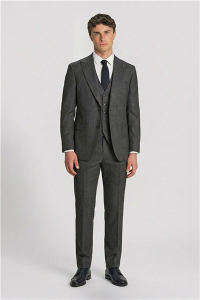 Giotelli Erkek Antrasit Dar Kesim Slim Fit Yünlü 6 Drop Yelekli Klasik Takım Elbise