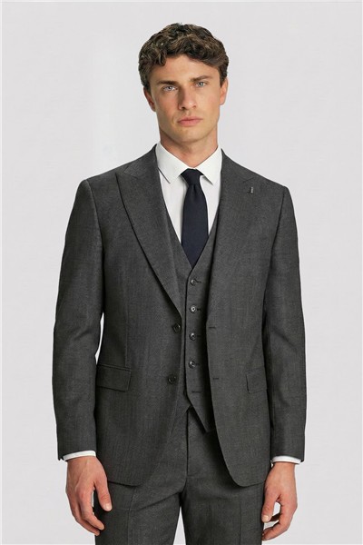 Giotelli Erkek Antrasit Dar Kesim Slim Fit Yünlü 6 Drop Yelekli Klasik Takım Elbise