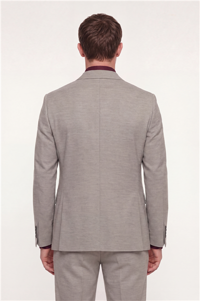 Giotelli Erkek Bej Dar Kesim Slim Fit Viskon Klasik Yaka 6 Drop Takım Elbise