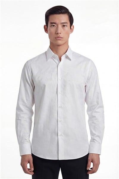 Giotelli Erkek Beyaz Dar Kesim Slim Fit %100 Pamuk Klasik Yaka Gömlek