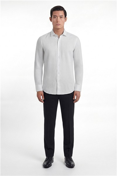 Giotelli Erkek Beyaz Normal Kesim Regular Fit %100 Pamuk Klasik Yaka Gömlek