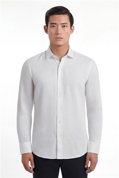 Giotelli Erkek Beyaz Normal Kesim Regular Fit %100 Pamuk Klasik Yaka Gömlek