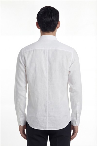 Giotelli Erkek Beyaz Dar Kesim Slim Fit %100 Pamuk Klasik Yaka Gömlek