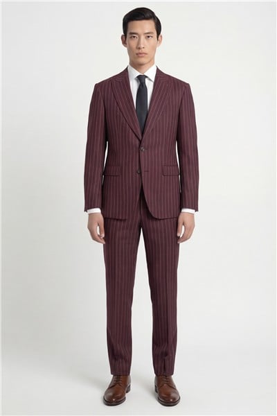 Giotelli Erkek Bordo Dar Kesim Slim Fit Viskon Dokuma Normal Bel 6 Drop Klasik Takım Elbise