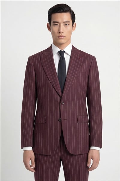 Giotelli Erkek Bordo Dar Kesim Slim Fit Viskon Dokuma Normal Bel 6 Drop Klasik Takım Elbise