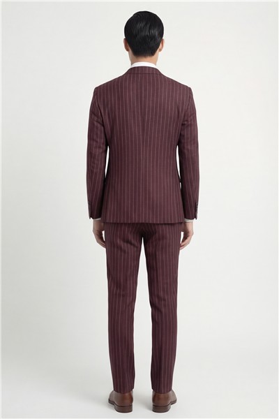 Giotelli Erkek Bordo Dar Kesim Slim Fit Viskon Dokuma Normal Bel 6 Drop Klasik Takım Elbise
