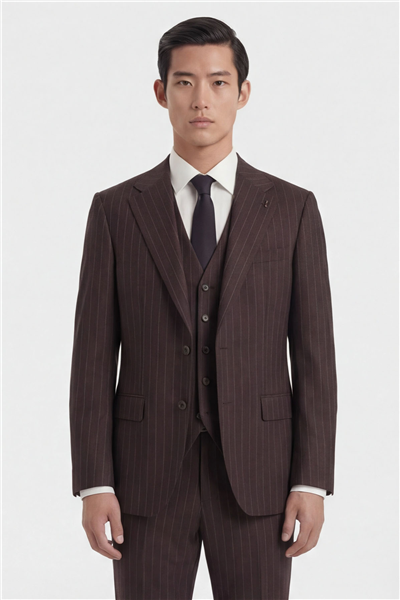 Giotelli Erkek Bordo Dar Kesim Slim Fit Viskon Dokuma Çizgili Klasik Yaka 6 Drop Takım Elbise