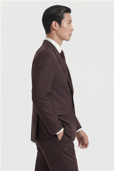 Giotelli Erkek Bordo Dar Kesim Slim Fit Viskon Dokuma Çizgili Klasik Yaka 6 Drop Takım Elbise