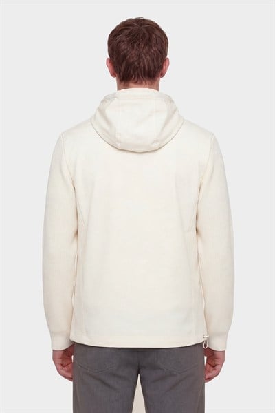 Giotelli Erkek Ekru Normal Kesim Regular Fit Fleto Kapaklı Cep Kapişonlu Sweatshirt