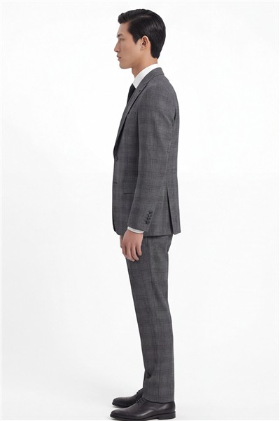 Giotelli Erkek Siyah Dar Kesim Slim Fit Viskon Dokuma Normal Bel 10 Drop Yelekli Klasik Takım Elbise