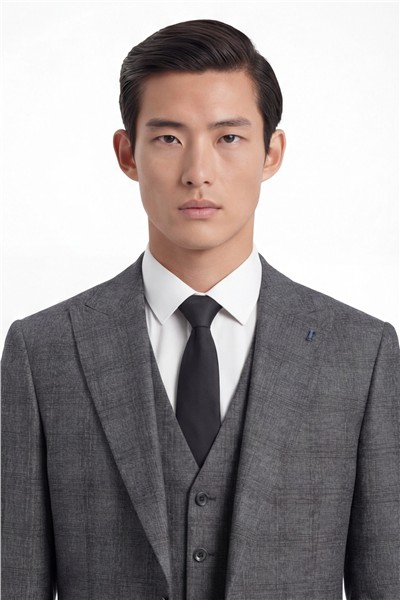 Giotelli Erkek Siyah Dar Kesim Slim Fit Viskon Dokuma Normal Bel 10 Drop Yelekli Klasik Takım Elbise