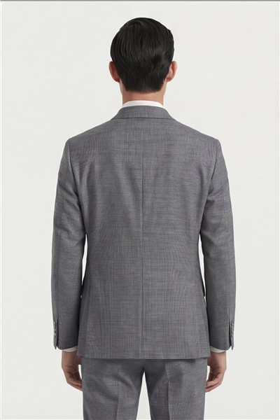 Giotelli Erkek Antrasit Dar Kesim Slim Fit Viskon Dokuma Fleto Kapaklı Cep Normal Bel 5 Drop Klasik Takım Elbise