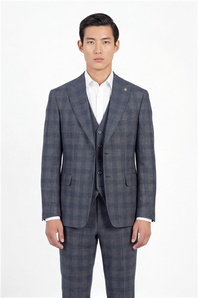 Giotelli Erkek Antrasit Dar Kesim Slim Fit Viskon Normal Bel 5 Drop  Yelekli Klasik Takım Elbise