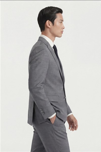 Giotelli Erkek Antrasit Dar Kesim Slim Fit Viskon Dokuma Fleto Kapaklı Cep Normal Bel 5 Drop Klasik Takım Elbise