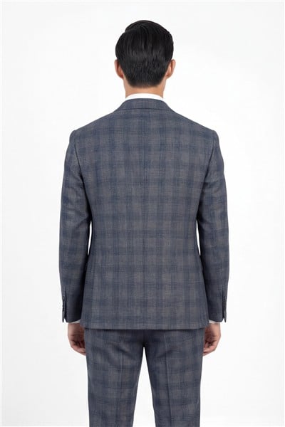 Giotelli Erkek Antrasit Dar Kesim Slim Fit Viskon Normal Bel 5 Drop  Yelekli Klasik Takım Elbise