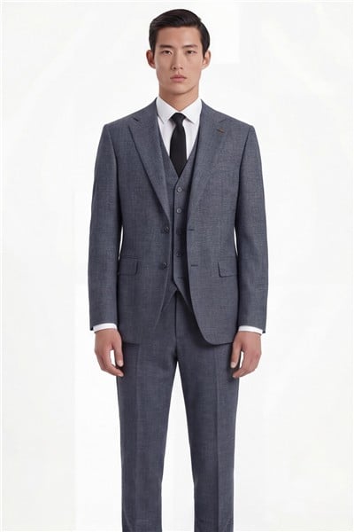 Giotelli Erkek Füme Dar Kesim Slim Fit Viskon Dokuma Normal Bel 6 Drop Yelekli Klasik Takım Elbise