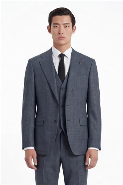 Giotelli Erkek Antrasit Dar Kesim Slim Fit Viskon Dokuma Normal Bel 6 Drop Yelekli Klasik Takım Elbise