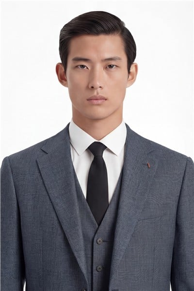 Giotelli Erkek Antrasit Dar Kesim Slim Fit Viskon Dokuma Normal Bel 6 Drop Yelekli Klasik Takım Elbise