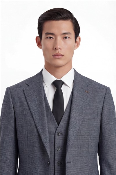 Giotelli Erkek Füme Dar Kesim Slim Fit Viskon Dokuma Normal Bel 6 Drop Yelekli Klasik Takım Elbise