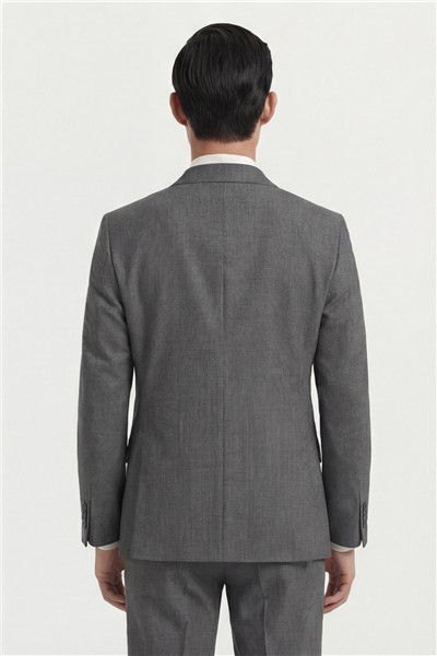 Giotelli Erkek Gri Dar Kesim Modern Fit Viskon Dokuma Normal Bel 6 Drop Klasik Takım Elbise