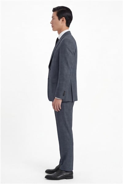 Giotelli Erkek Antrasit Dar Kesim Slim Fit Viskon Dokuma Normal Bel 6 Drop Yelekli Klasik Takım Elbise