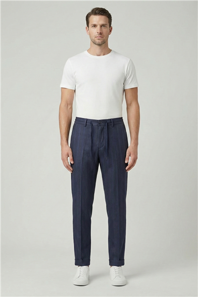 Giotelli Erkek Viskon Karışımlı Klasik Lacivert Pantolon