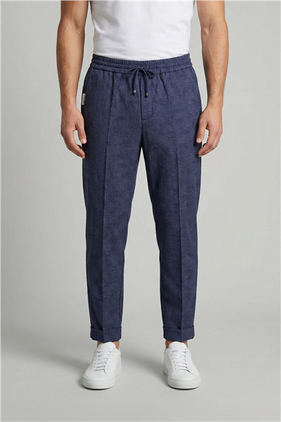 Giotelli Erkek Klasik Lacivert Yün Dokuma Kumaş Normal Bel Standart Boy Pantolon