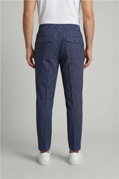 Giotelli Erkek Klasik Lacivert Yün Dokuma Kumaş Normal Bel Standart Boy Pantolon