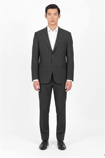 Giotelli Erkek Füme Dar Kesim Slim Fit Viskon Dokuma Normal Bel 6 Drop Takım Elbise