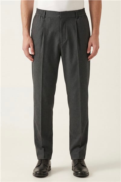 Giotelli Erkek Füme Dar Kesim Slim Fit Viskon Normal Bel 6 Drop Klasik Pantolon