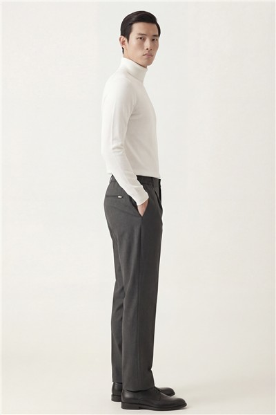 Giotelli Erkek Füme Dar Kesim Slim Fit Viskon Normal Bel 6 Drop Klasik Pantolon