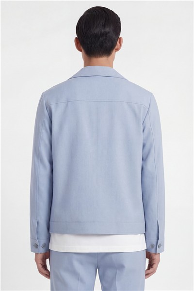 Giotelli Erkek Açık Mavi Dar Kesim Roma Kalıp Keten Karışımlı Ceket Yaka Klasik Paça Tam Astarlı  6 Drop Takım Elbise