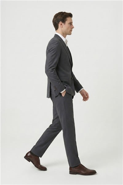 Giotelli Antrasit 6 Drop Polyester Viskon Karışımlı Elastan İçerikli Erkek Takım Elbise
