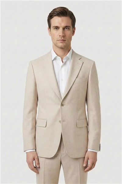 Giotelli Bej 6 Drop Polyester Viskon Karışımlı Elastan İçerikli Erkek Takım Elbise