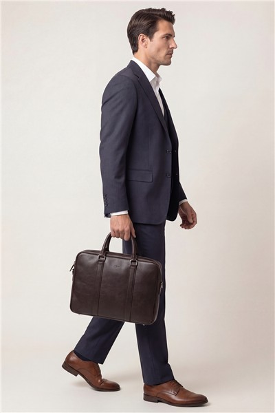 Giotelli Erkek Açık Lacivert Dar Kesim Slim Fit Viskon Çizgili Mono Yaka Çift Yırtmaçlı Tam Astarlı 6 Drop Yelekli Takım Elbise