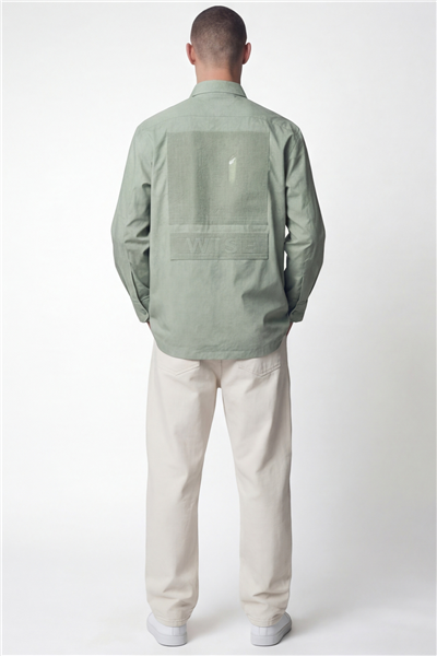 Giotelli Erkek Açık Yeşil Normal Kesim Regular Fit Dokuma Uzun Kollu Gömlek Yaka Çıtçıt Düğme Ceket Gömlek