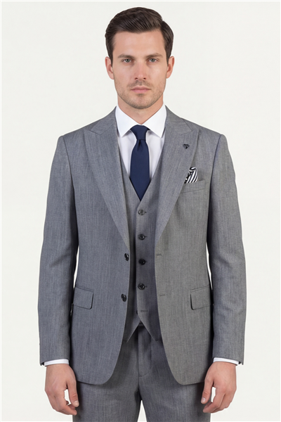 Giotelli Erkek Antrasit Dar Kesim Slim Fit Viskon 6 Drop Yelekli Takım Elbise