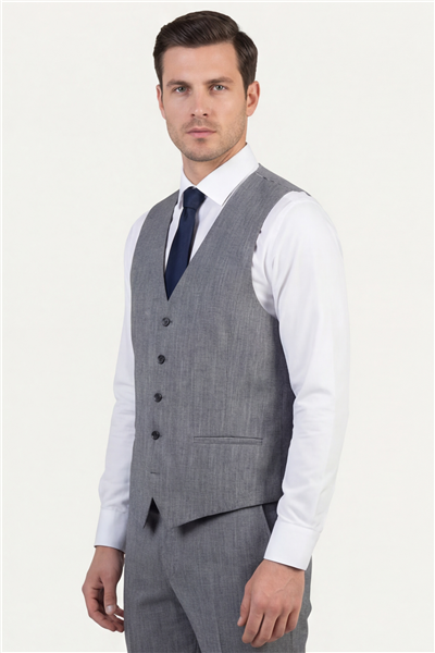 Giotelli Erkek Antrasit Dar Kesim Slim Fit Viskon 6 Drop Yelekli Takım Elbise