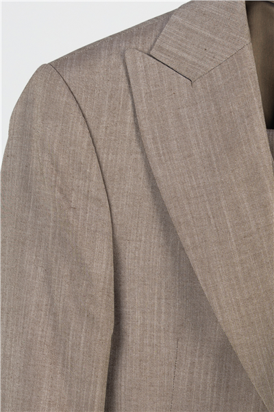 Giotelli Erkek Bej Dar Kesim Slim Fit Viskon 6 Drop Yelekli Takım Elbise