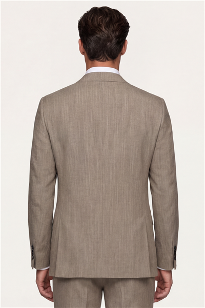 Giotelli Erkek Bej Dar Kesim Slim Fit Viskon 6 Drop Yelekli Takım Elbise