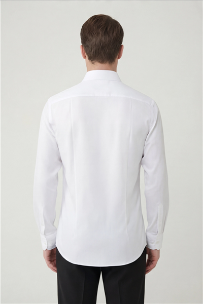 Giotelli Erkek Beyaz Dar Kesim Slim Fit Dokuma Klasik Yaka Gömlek