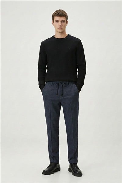 Giotelli Erkek Comfort Kalıp Açık Lacivert Armürlü Klasik Kumaş Normal Bel Pantolon