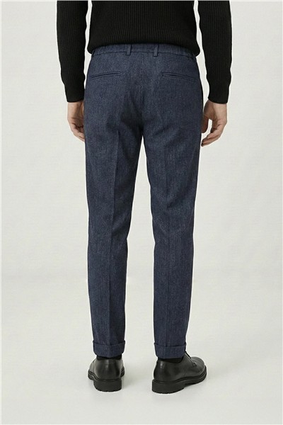Giotelli Erkek Comfort Kalıp Açık Lacivert Armürlü Klasik Kumaş Normal Bel Pantolon
