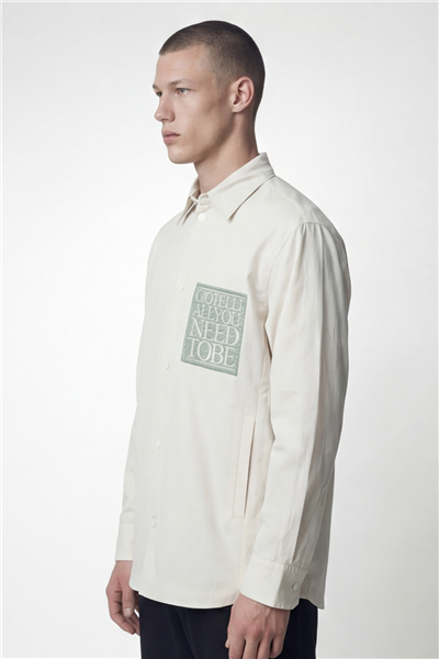 Giotelli Erkek Ekru Normal Kesim Regular Fit Dokuma Uzun Kollu Gömlek Yaka Çıtçıt Düğme Gömlek