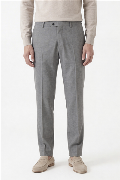 Giotelli Erkek Gri Dar Kesim Slim Fit Viskon Dokuma Yan Cep Normal Bel Pantolon