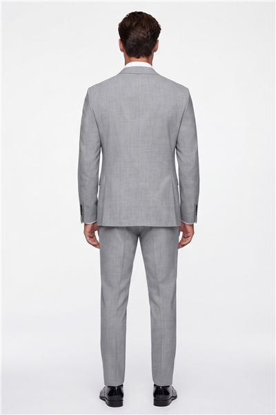 Giotelli Erkek Gri Dar Kesim Slim Fit Viskon 6 Drop Yelekli Takım Elbise