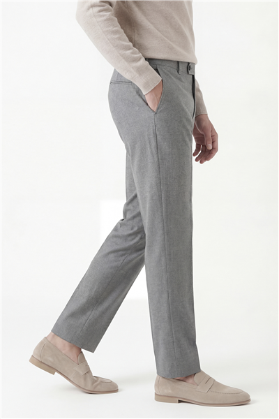 Giotelli Erkek Gri Dar Kesim Slim Fit Viskon Dokuma Yan Cep Normal Bel Pantolon
