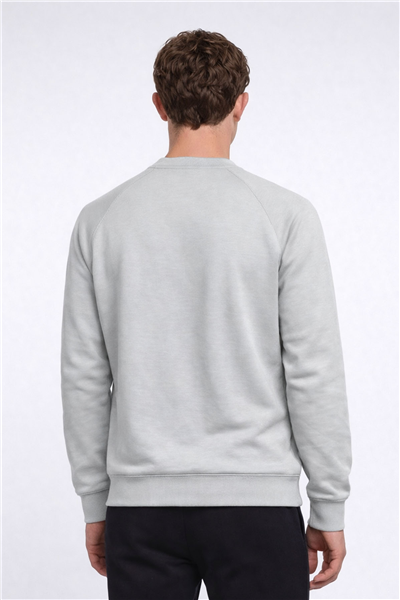 Giotelli Erkek Gri Normal Kesim Regular Fit %100 Pamuk Örme Bisiklet Yaka Sweatshirt